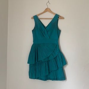 Max and Cleo Taffeta Pleated Tiered Cocktail Dress